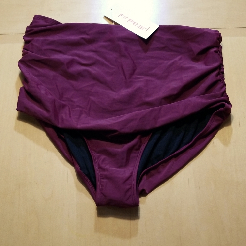 High Waisted, Maroon, Bikini Bottom, Sz 16